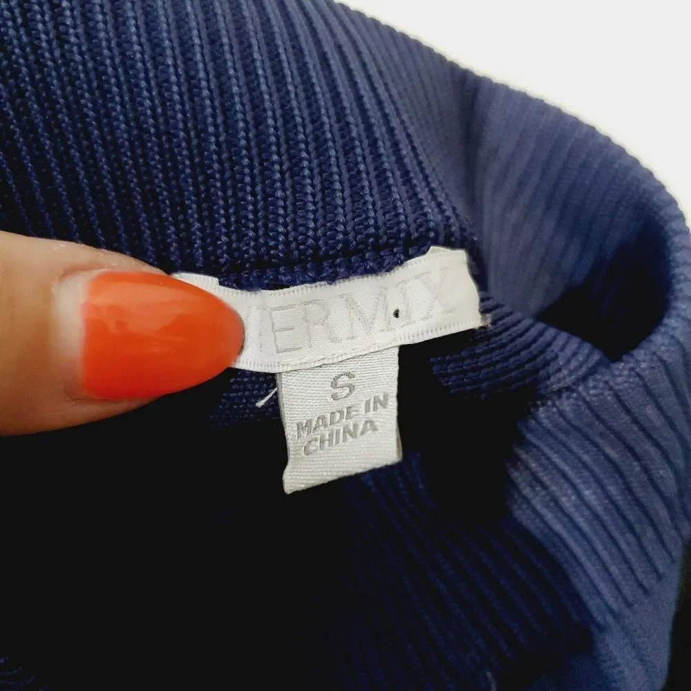 Intermix designer High Waist casual solid blue knit skirt size small - Picture 4 of 10